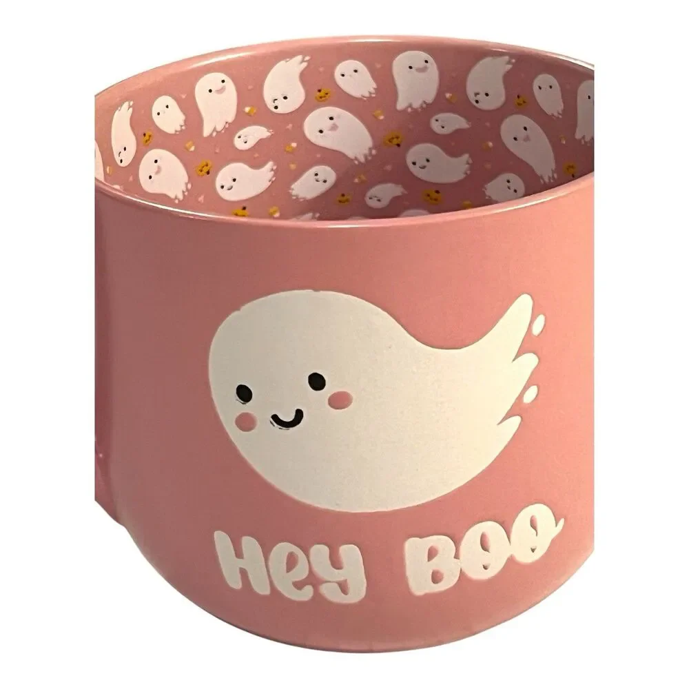 Better Living HEY BOO Cute Ghosts Pink Halloween Large Mug Ghosts Inside